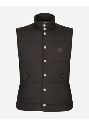 Dolce & Gabbana Nylon Vest With Branded Tag - Man Coats And Jackets Black 56