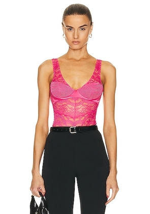 VERSACE Lace Bodysuit in Tropical Pink - Pink. Size 3B (also in ).