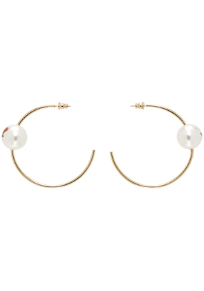 Safsafu Gold Pearl & Roses Hoop Earrings