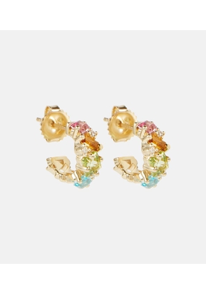 Suzanne Kalan 14kt gold Mini hoop earrings with gemstones and diamonds