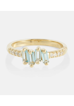 Suzanne Kalan 14kt gold ring with diamonds and topaz