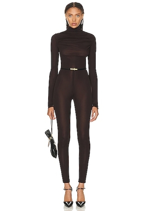 Saint Laurent Turtleneck Jumpsuit in Chocolate - Chocolate. Size 36 (also in ).