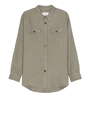 ami Overshirt in Taupe - Taupe. Size L (also in M, S).