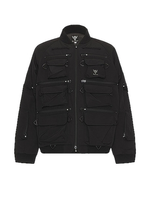 South2 West8 Multi-pocket Zipped Down Jacket in Black - Black. Size L (also in M).