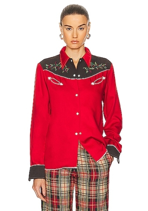 BODE Jumper Western Shirt in Red - Red. Size 2 (also in 0, 8).