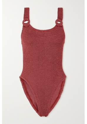 Hunza G - + Rose Inc Christy Seersucker Swimsuit - Red - One size