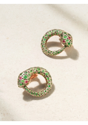 Selim Mouzannar - Basilisk 18-karat Rose Gold, Tsavorite And Spinel Clip Earrings - One size