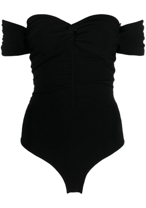 SANDRO off-shoulder ruched bodysuit - Black