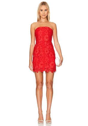 MILLY Roja Lace Mini Dress in Red. Size 10, 4, 6.