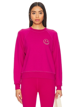 Spiritual Gangster Sg Smiley Forever Crew in Fuchsia. Size M, S, XL, XS.