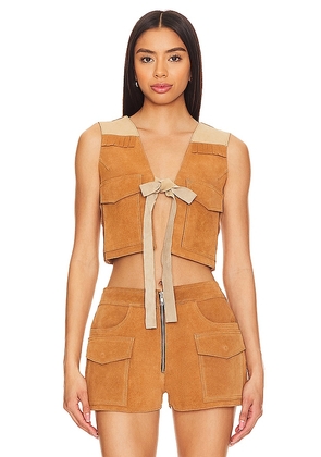Understated Leather Sugar Suede Vest in Tan. Size M, S, XL.