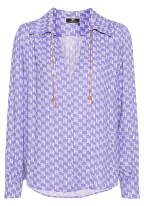 Elisabetta Franchi logo-print georgette blouse - Purple