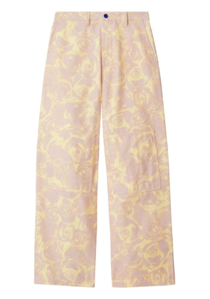 Burberry rose-print straight-leg trousers - Pink