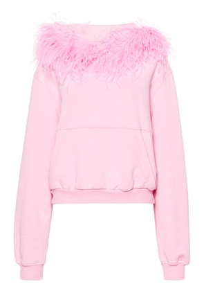 Giuseppe Di Morabito feather-trim cotton hoodie - Pink