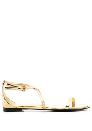 Alexander McQueen logo-plaque metallic sandals - Gold