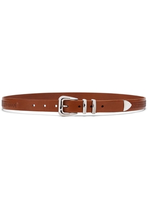 Brunello Cucinelli woven buckled leather belt - Brown