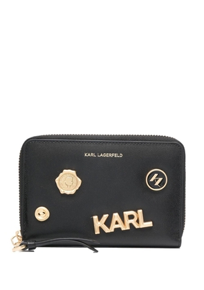 Karl Lagerfeld leather logo-lettering purse - Black