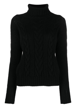 Incentive! Cashmere high neck cashmere cable-knit jumper - Black