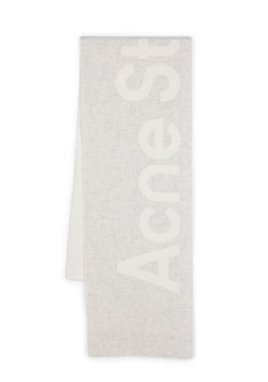 Acne Studios logo-jacquard brushed scarf - White