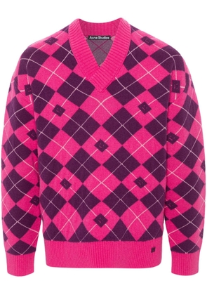 Acne Studios argyle-intarsia wool-blend jumper - Pink