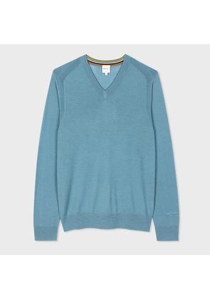 Paul Smith Light Blue Merino Wool V-Neck Sweater