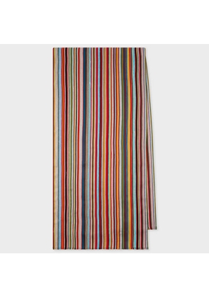 Paul Smith 'Signature Stripe' Cotton-Linen Scarf Multicolour