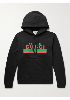 Gucci - Logo-Print Cotton-Jersey Hoodie - Men - Black - XS