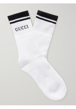 Gucci - Logo-Intarsia Stretch Cotton-Blend Socks - Men - White - M