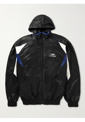 Balenciaga - Logo-Embroidered Leather Track Jacket - Men - Black - 1
