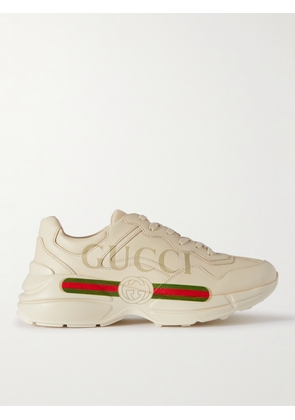Gucci - Rhyton Logo-Print Leather Sneakers - Men - Neutrals - UK 6