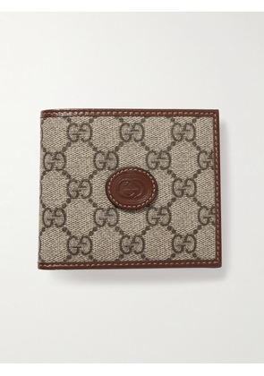 Gucci - Leather-Trimmed Monogrammed Coated-Canvas Billfold Wallet - Men - Neutrals