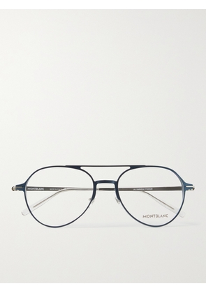 Montblanc - Aviator-Style Acetate and Silver-Tone Optical Glasses - Men - Blue