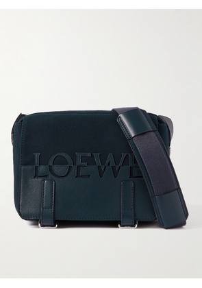 LOEWE - Military XS Leather-Trimmed Canvas Messenger Bag - Men - Blue