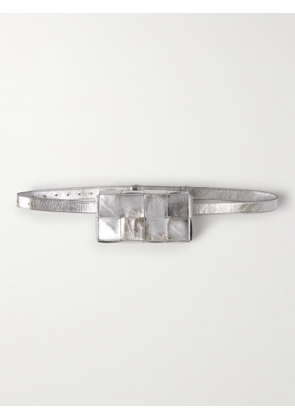 Bottega Veneta - Mini Cassette Intrecciato Metallic Leather Messenger Bag - Men - Silver