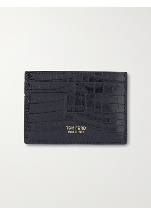 TOM FORD - Croc-Effect Leather Cardholder with Money Clip - Men - Black