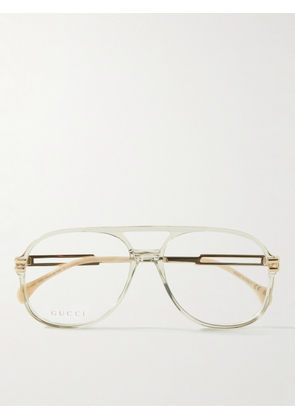 Gucci - Aviator-Style Acetate and Gold-Tone Optical Glasses - Men - Gold