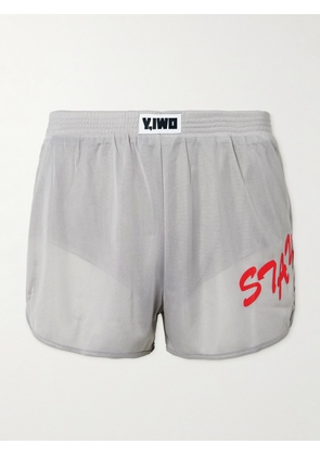 Y,IWO - Lessons Straight-Leg Logo-Print Mesh Shorts - Men - Gray - S