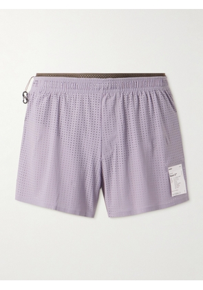 Satisfy - Straight-Leg Logo-Appliquéd Space‑O™ Shorts - Men - Purple - 1