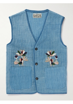 Kartik Research - Embroidered Cotton Vest - Men - Blue - M