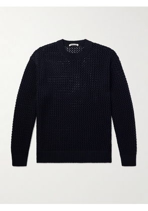 Auralee - Open-Knit Cotton Sweater - Men - Blue - 3