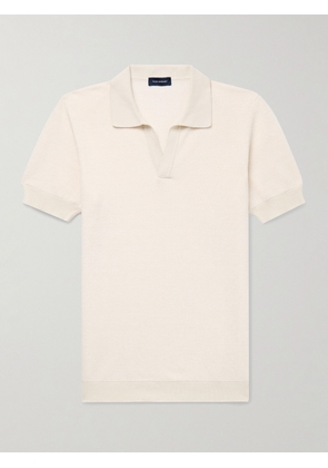 Thom Sweeney - Birdseye Cotton and Linen-Blend Polo Shirt - Men - Neutrals - S