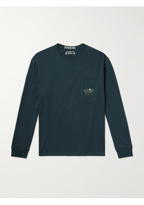 MANAAKI - Logo-Embroidered Cotton-Jersey T-Shirt - Men - Blue - XS