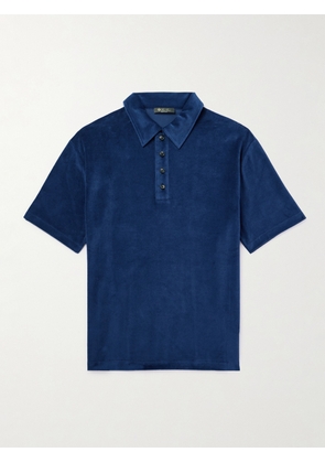 Loro Piana - Cotton and Silk-Blend Velour Polo Shirt - Men - Blue - S