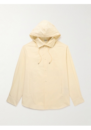 LOEWE - Logo-Jacquard Cotton-Poplin Hooded Overshirt - Men - Neutrals - XS