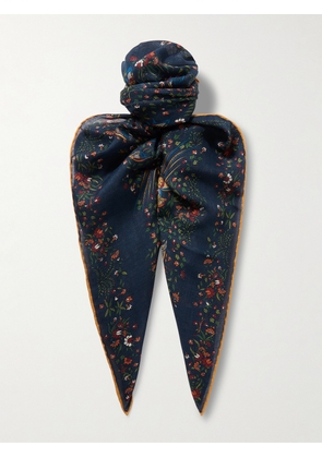 Drake's - Birds of Paradise Printed Wool and Silk-Blend Scarf - Men - Blue