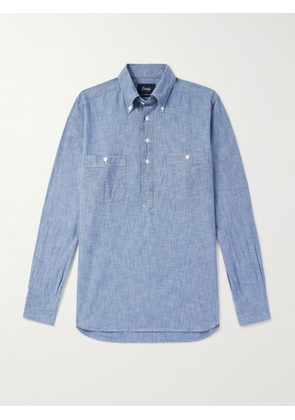 Drake's - Cotton-Chambray Half-Placket Shirt - Men - Blue - S