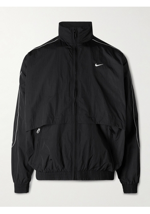 Nike - Solo Swoosh Logo-Embroidered Nylon-Taffeta Track Jacket - Men - Black - S