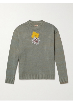 KAPITAL - Peckish Rainbowy Intarsia Cotton-Blend Sweater - Men - Gray - 1