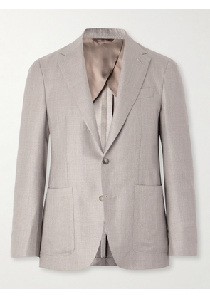 Canali - Wool, Silk and Linen-Blend Twill Suit Jacket - Men - Neutrals - IT 46