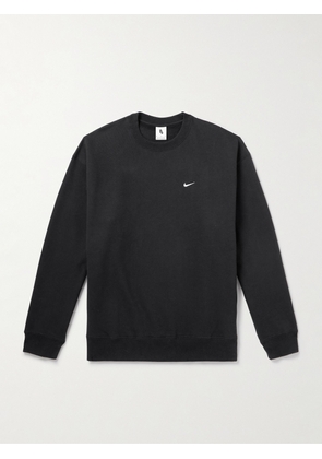 Nike - Solo Swoosh Logo-Embroidered Cotton-Blend Jersey Sweatshirt - Men - Black - S